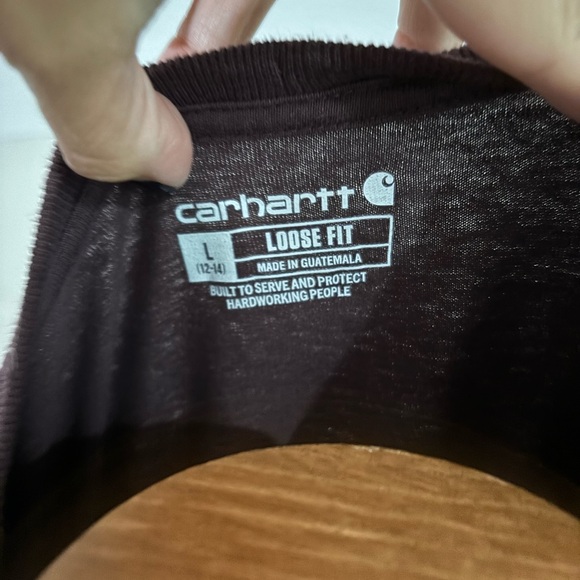 Eggplant Longsleeve Carhartt Shirt, Size 12-14 - Picture 3 of 3